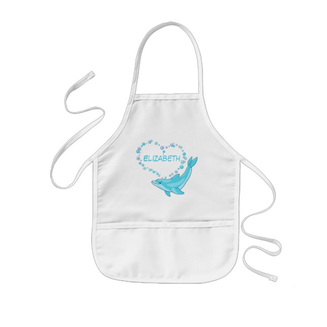 Avental Infantil Dolphin Heart Personalizado (Frente)