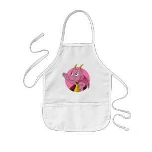 Avental Infantil Dragão rosa desenho animado