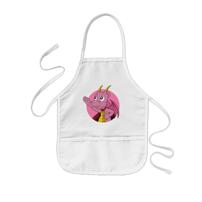 Avental Infantil Dragão rosa desenho animado (Frente)