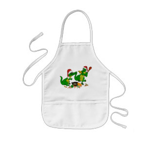Avental Infantil Dragões de Natal - hoje eu quero cozinhar