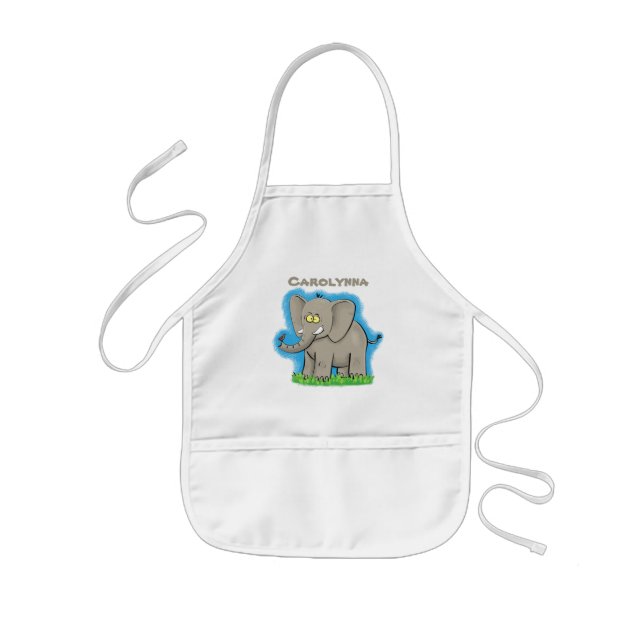 Avental Infantil Elefante engraçado e bonito com desenho animado de (Frente)