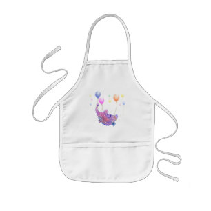 Avental Infantil Elefante Frio Cortado Voando com Balões Coloridos