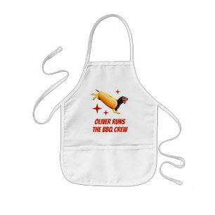 Avental Infantil Equipe de Churrasco Dachshund Personalizada, Cacho