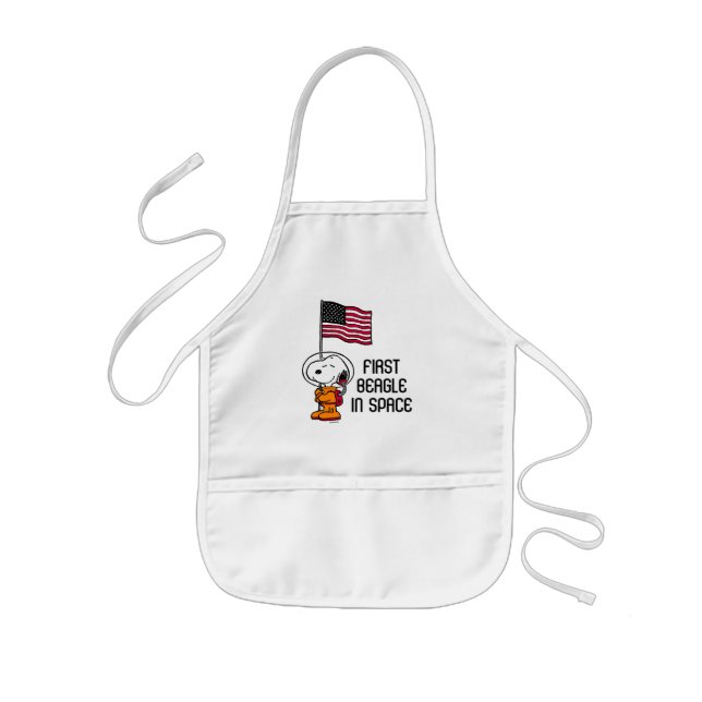 Avental Infantil ESPAÇO | Snoopy Com Astronauta De Bandeira (Frente)