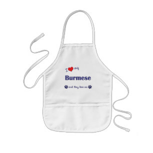 Avental Infantil Eu amo meu Burmese (os gatos múltiplos)