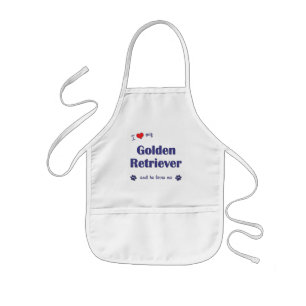 Avental Infantil Eu amo meu golden retriever (o cão masculino)