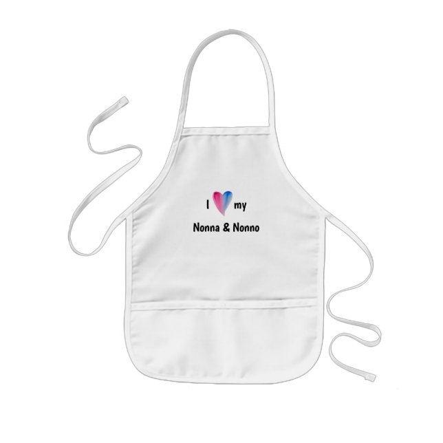 Avental Infantil Eu amo minha Nonna e Nonno Apron (Frente)
