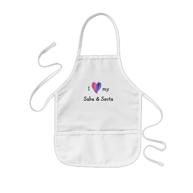 Avental Infantil Eu amo o meu Saba e Savta Apron (Frente)