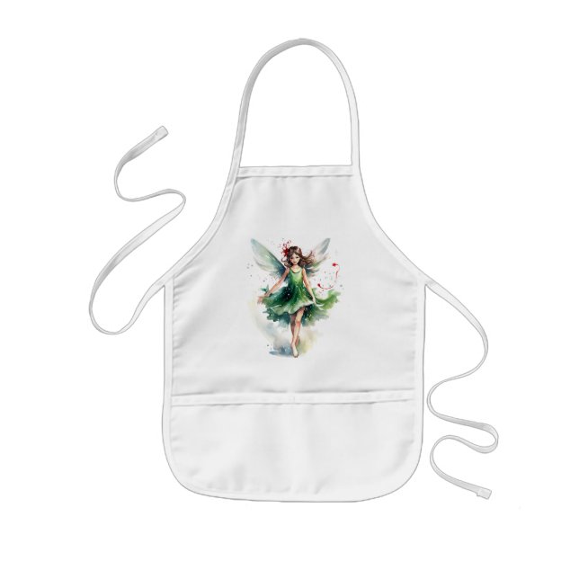 Avental Infantil Fada de Natal com Aquarela (Frente)