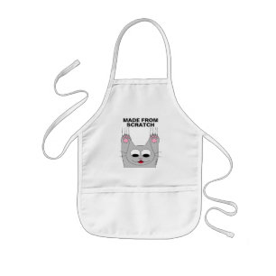 Avental Infantil Feita de Gato Scratch Gato Sorridente, Apron para
