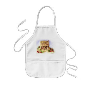 Avental Infantil Feliz Natal Gingercake House Bib Apron