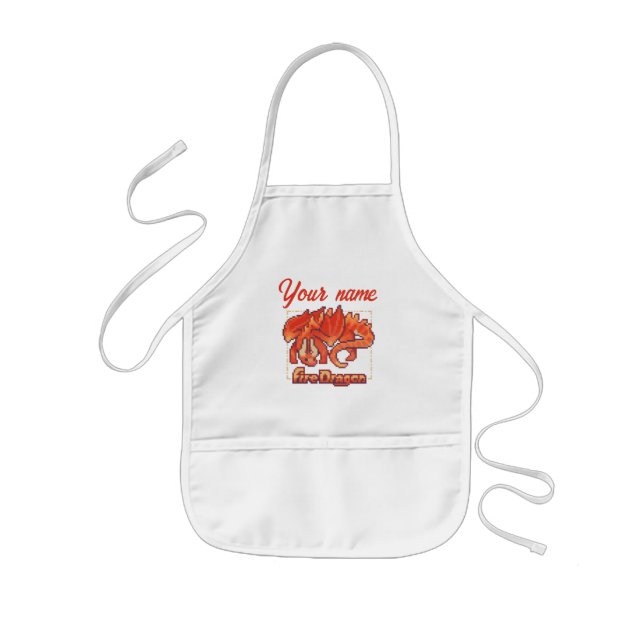 Avental Infantil Fire dragon, vuur draak, Pixel Art (Frente)