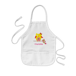 Avental Infantil Flores Cor-de-Rosa Amarelo-Corte Personalizadas