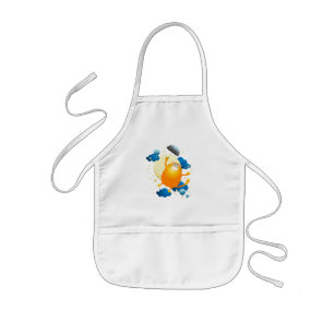 Avental Infantil Gatinho bonito voando com guarda-chuva