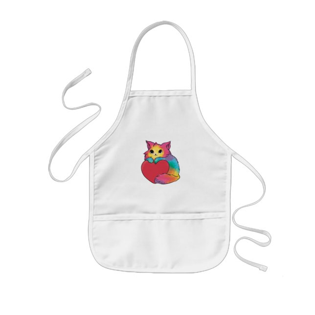Avental Infantil Gatinho Fofo Coração (Frente)