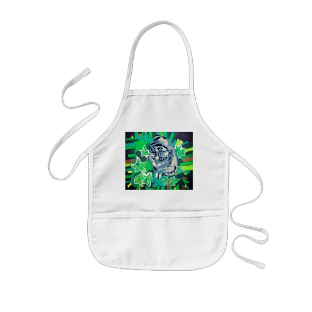 Avental Infantil Gato no jardim (Frente)