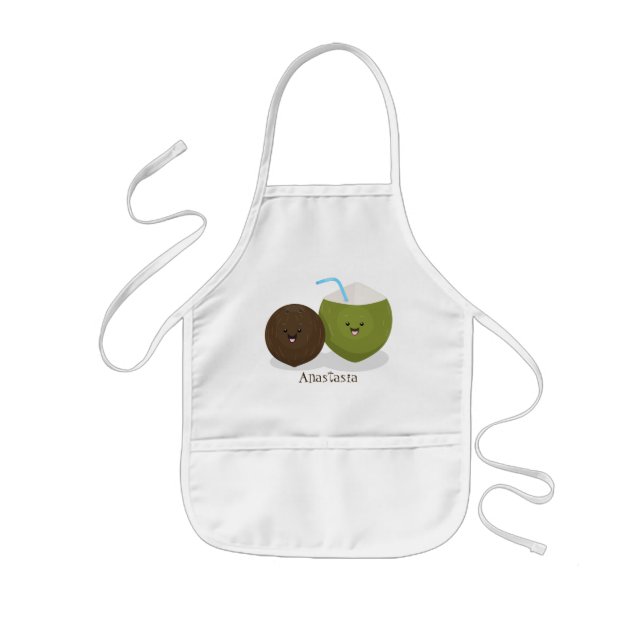 Avental Infantil Grátis feliz desenho animado de coconuts kawaii (Frente)