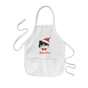 Avental Infantil Holly Jolly Cute Kawaii Papais noeis Cat