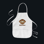 Avental Infantil Ícone personalizado de desenho animado de macaco-p<br><div class="desc">Um cartoon de macaco bonito,  personalizado do garoto. Um avental engraçado para crianças. Excelente para cozinhar,  assar,  artes,  artesanatos,  pintura,  desenho e muito mais. Personalize com seu próprio nome ou citação.</div>