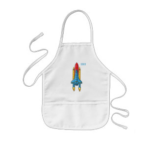 Avental Infantil Ilustração de desenho animado de navio-foguete