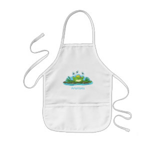 Avental Infantil Ilustração de desenho animado de sapo verde-esfo