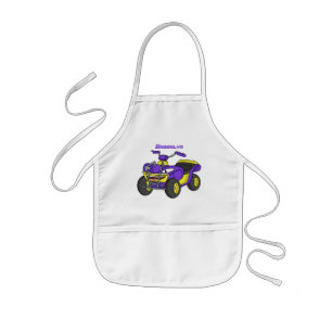 Avental Infantil Imagem de desenho animado de bicicleta Quad Roxo