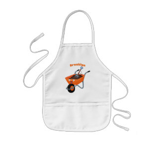 Avental Infantil Imagem de desenho animado de carrinho de mão laran