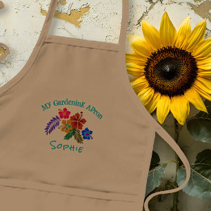 Avental Infantil Kids Name Gardening Apron Hibiscus Flowers