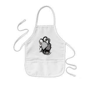 Avental Infantil Lobo Branco com Arte Tribal Raven