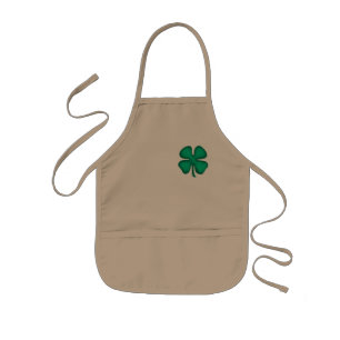 Avental Infantil Lucky 4 Leaf Irish Clover Children khaki chef apro