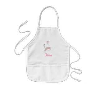 Avental Infantil Magical Rainbow Unicorn Personalized