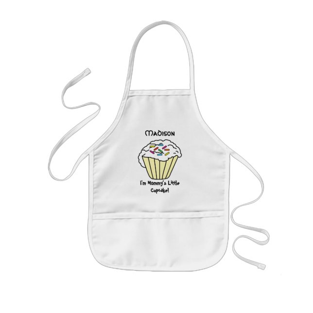 Avental Infantil Mamãe Pequeno Cupcake Amarelo 🧁 (Frente)