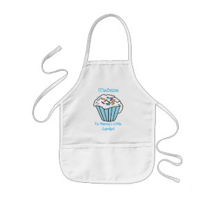Avental Infantil Mamãe pequeno 🧁 Cupcake - Azul