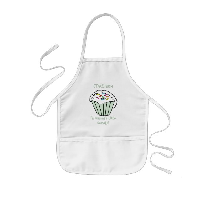 Avental Infantil Mamãe Pequeno Cupcake 🧁 - Verde (Frente)