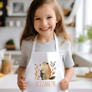 Avental Infantil Marmota Florestal Fofa Personalizada