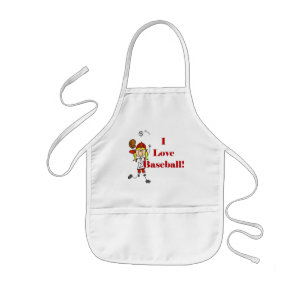 Avental Infantil Menina Eu Amo Camisas de Beisebol e Presentes
