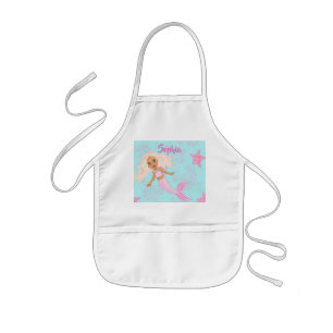 Avental Infantil Milheira-Sereia, Fresca-Cor-de-Rosa-Azul,