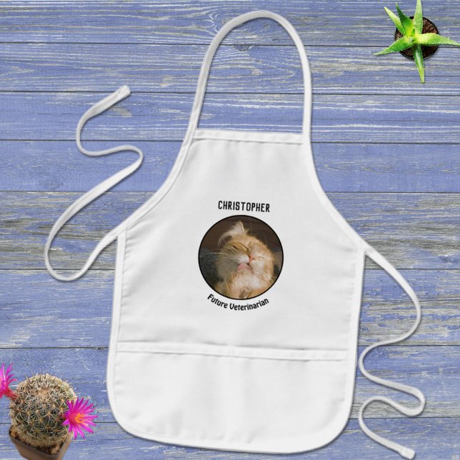 Avental Infantil Modelo de Foto Personalizada de Gato do Maine Coon (Make a fun kids apron with a custom photo as a special occasion gift idea. )