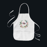 Avental Infantil Monograma e nome de cor natural rosa<br><div class="desc">Um lindo design floral para qualquer pequeno chefe.</div>