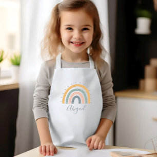 Avental Infantil Nome das Crianças Boho Pastel Tons Terrosos