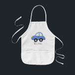 Avental Infantil Nome e veículo de carro azul de porta Legal do gar<br><div class="desc">Este design é parte de uma coleção com rabiscos de transporte bonitos para o roupa e acessórios para bebês e meninas. O design apresenta um carro azul de rabisco, e pode ser personalizado com o nome do seu bebê. Perfeito para amantes de carros! Vejam a nossa loja para ver as...</div>