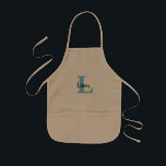 Avental Infantil Nome Personalizado Blue Children's Apron<br><div class="desc">Personalize seu avental com seu nome e inicial.</div>