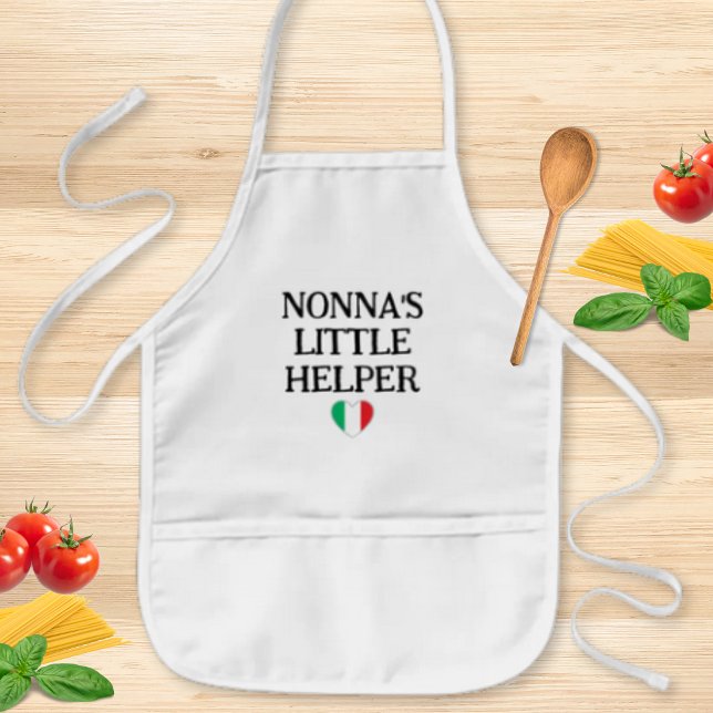 Avental Infantil Nonna’s Little Helper Kids - Italian Flag Heart (Nonna's Little Helper with Italian Flag Heart Apron for Kids)