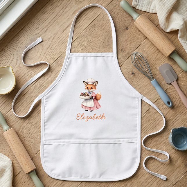 Avental Infantil Padaria Raposa Fofa Personalizada (Criador carregado)