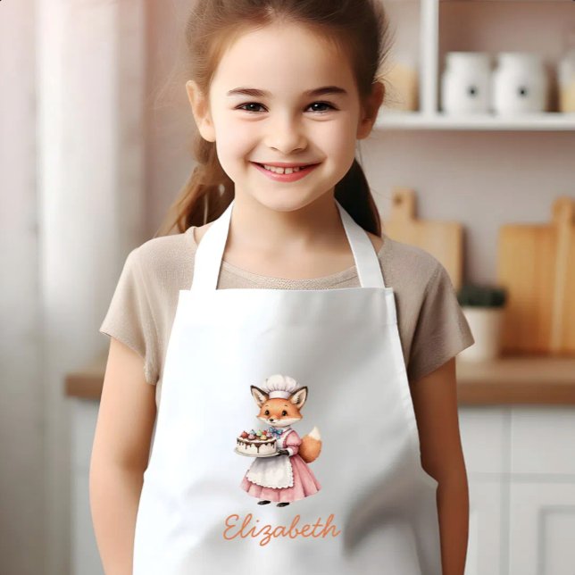 Avental Infantil Padaria Raposa Fofa Personalizada (Criador carregado)