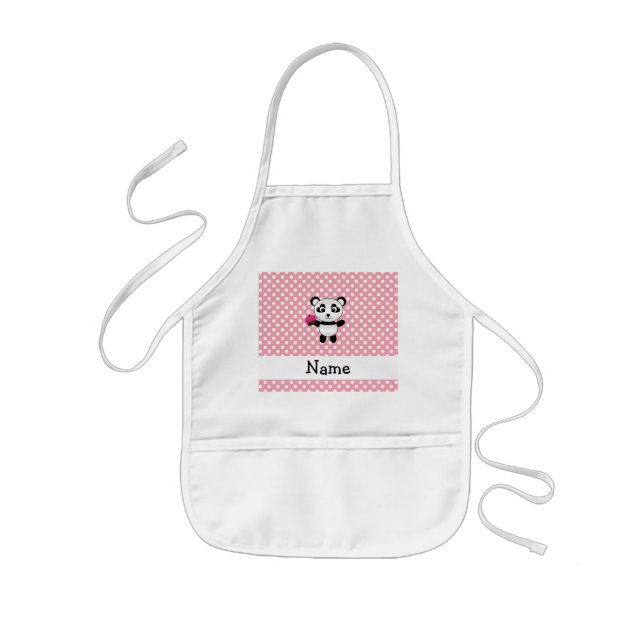 Avental Infantil Panda conhecida personalizada com bolinhas do (Frente)