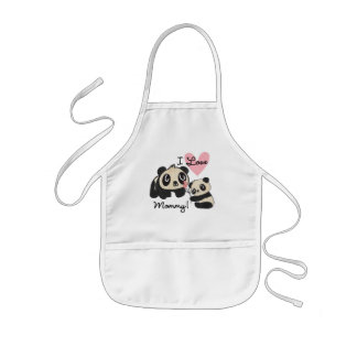 Avental Infantil Pandas eu amo mamães