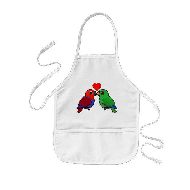 Avental Infantil Papagaios de Eclectus no amor (Frente)