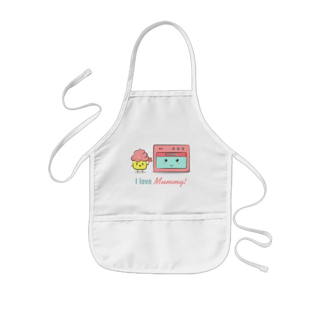 Avental Infantil Para a Mamãe - Cupcake fofo presenteando flor para (Frente)