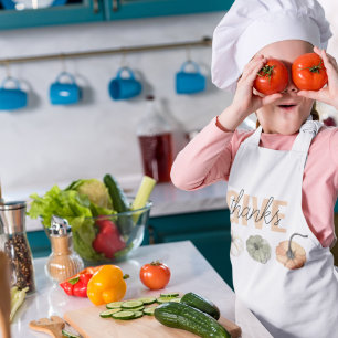 Avental Infantil Pastel Colorido Cozy Dar Obrigados e Abóbora